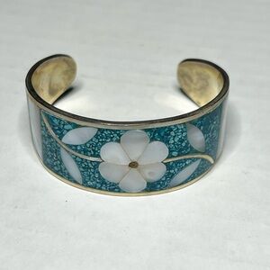 Alpaca Mexico Inlaid MOP Cuff Bracelet